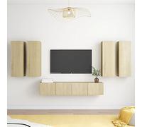 Qnhdfrt Meuble TV suspendu en chêne Sonoma pour le salon, avec beaucoup d'espace de rangement, 2 x 80 x 30 x 30 cm et 4 x 30,5 x 30 x 90 cm, design moderne