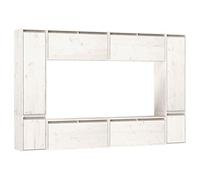 Qnhdfrt Meubles TV 8 pcs Blanc Bois Massif de Pin - Meuble Télévision Suspendu Moderne Étagère Murale Flottante Grand Rangement Salon - 4 pcs 80x30x35cm 2 pcs 30x30x40cm 2 pcs 30x30x100cm