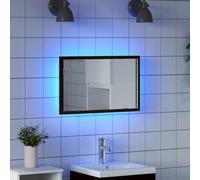 Qnhdfrt Miroir de salle de bain à LED avec éclairage intégré - Aspect chêne noir - 60 x 8,5 x 37 cm - Montage mural pour une réflexion claire - Design élégant comme meuble de salle de bain fonctionnel