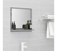Qnhdfrt Miroir de salle de bain avec étagère pratique - Gris Sonoma - 40 x 10,5 x 37 cm - Matériau du bois - Design moderne - Pour salle de bain, WC et couloir