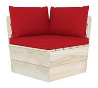 Qnhdfrt Modular Spruce Wood Pallet Corner Sofa with Red Cushions