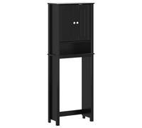 Qnhdfrt Montagne Armoire WC noire 60 x 27 x 164,5 cm en bois massif pour petites salles de bain - Ensemble de meubles de salle de bain avec 3 étagères - Étagère peu encombrante en pin massif - Design