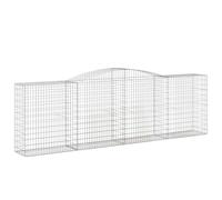 Qnhdfrt Mur de Gabion Arqué Lot de 3, Cage à Gabions en Fer Galvanisé 400x50x120/140 cm, Clôture de Jardin Décorative et Panier de Soutènement en Pierre pour Extérieur Cour Patio