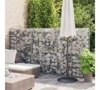 Qnhdfrt Mur de gabion avec couvercle en acier galvanisé - 300 x 50 x 150 cm - Argenté - Jardinière surélevée - Panier en pierre pour jardin, mur de soutènement, protection contre le vent - Protection