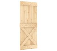 Qnhdfrt Natural Solid Pine Sliding Barn Door with 5ft Black Track