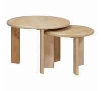 Qnhdfrt Nesting - Ensemble table basse - Noir - 50 x 50 x 40 cm - Bois massif mangue - Peu encombrant - Table latérale - Duo - Design moderne pour salon, chambre, couloir