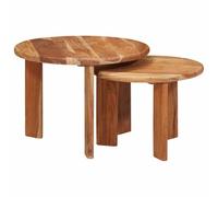 Qnhdfrt Nesting - Table basse en acacia - 50 x 50 x 40 cm - Moderne - Duo - Marron - Bois massif - Peu encombrante - Pour salon, chambre à coucher, couloir