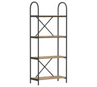 Qnhdfrt Oak Engineered Wood Bookshelf with Black Steel Frame