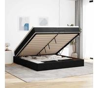 Qnhdfrt Ottoman Lit double 200 x 200 cm - En velours noir - Avec matelas à ressorts ensachés - 2 x 100 x 200 x 20 cm - Grand espace de rangement - Lift hydraulique - Chambre d'adolescent, chambre