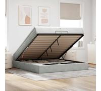 Qnhdfrt Ottoman Lit double, 200 x 200 cm, gris clair, en velours, avec matelas à ressorts ensachés et espace de rangement hydraulique, confortable, chambre d'adolescent, chambre à coucher, pour la vie