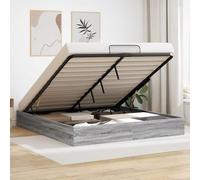 Qnhdfrt Ottomane Cadre de lit 203 x 180 x 25 cm - Gris - Panneau de particules Sonoma - Lit double moderne avec espace de rangement - Montage facile pour chambre à coucher, chambre d'adolescent