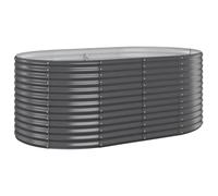 Qnhdfrt Oval Galvanized Steel Raised Garden Bed, Anthracite | Measures 175 x 100 x 68 cm, designed for growing vegetables, flowers, and herbs in outdoor backyards.