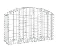 Qnhdfrt Panier de Gabion Arqué 150x50x80/100 cm, Cage en Pierre en Fer Galvanisé Robuste, Clôture de Jardin Décorative et Brise-Vent pour Aménagement Extérieur et Mur de Soutènement