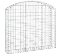 Qnhdfrt Panier de Gabions Arqué 150x30x120/140 cm, Cage à Pierre en Fer Galvanisé pour Mur de Soutènement, Clôture de Jardin et Décoration Extérieure, Maille 5x10 cm, Argenté