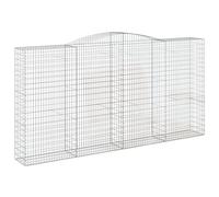 Qnhdfrt Panier de Gabions Arqué 400x50x200/220 cm, Mur de Soutènement en Fer Galvanisé avec Fil de 3,5 mm, Cage en Pierre Décorative et Brise-Vent pour Jardin et Terrasse, Argenté