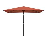 Qnhdfrt Parasol rectangulaire en polyester résistant aux UV, structure en acier avec manivelle et mécanisme d'inclinaison, 200 x 300 cm, vert, marron, 300 x 200 x 252 cm
