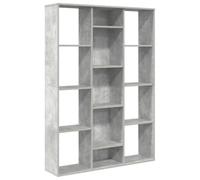 Qnhdfrt Paravent gris béton 100 x 24 x 140 cm en matériau dérivé du bois avec 13 compartiments Design moderne robuste et durable pour salon, couloir, bureau, chambre à coucher