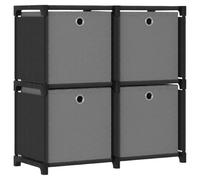 Qnhdfrt Petite bibliothèque 69 x 30 x 72,5 cm, noire, moderne, en tissu, avec 4 compartiments, capacité de charge de 12 kg, convient également comme bibliothèque pour le salon, la chambre à coucher et