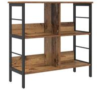 Qnhdfrt Petite bibliothèque, 82 x 32 x 79 cm, en bois recyclé à 4 compartiments, autoportante, design industriel, stable et facile d'entretien, pour salon, bureau, bureau
