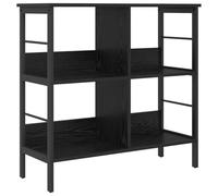 Qnhdfrt Petite bibliothèque aspect chêne noir, 82 x 32 x 79 cm, en bois avec 4 étagères, cadre en acier robuste, design industriel moderne, polyvalente, pour salon, bureau, couloir
