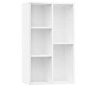 Qnhdfrt Petite bibliothèque blanche 50 x 25 x 80 cm en matériau dérivé du bois moderne avec 5 compartiments peu encombrante pour salon, chambre à coucher, bureau