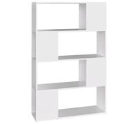 Qnhdfrt Petite bibliothèque, blanche, 80 x 24 x 124 cm, en bois composite, séparateur de pièce, design moderne, 4 compartiments, construction robuste, pour salon, chambre à coucher, bureau