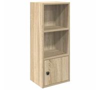 Qnhdfrt Petite bibliothèque en chêne Sonoma - 31 x 24 x 77 cm - En bois avec porte flexible - Design moderne - Étagère robuste pour chambre à coucher, bureau et couloir