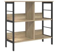 Qnhdfrt Petite bibliothèque en chêne Sonoma 82 x 32 x 79 cm Étagère industrielle à 4 compartiments Robuste Design moderne pour salon, bureau, couloir
