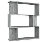 Qnhdfrt Petite bibliothèque grise sonoma 80 x 24 x 96 cm en bois - Étagère stable avec 9 compartiments - Séparateur de pièce polyvalent pour salon, chambre à coucher, couloir