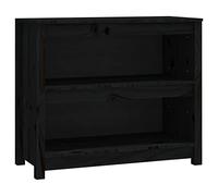 Qnhdfrt Petite bibliothèque, noire, 80 x 35 x 68 cm, en pin massif, moderne, avec étagères spacieuses, pour salon, chambre, bureau, couloir