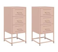 Qnhdfrt Pink Steel Industrial Nightstands, Set of 2