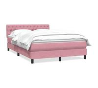 Qnhdfrt Pink Velvet Bed Set 160x220cm with Pocket Spring Mattress