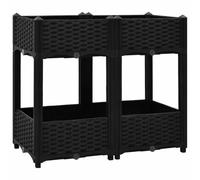 Qnhdfrt Plastic Raised Garden Bed with 2 Shelves, 80x40x71 cm, Black