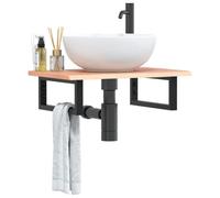 Qnhdfrt Plateau de lavabo flottant en chêne massif avec support en acier - 60 x 40 x 2 cm - Meuble de salle de bain peu encombrant pour salle de bain