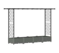 Qnhdfrt Polypropylene Raised Garden Bed with Trellis and Roof, Light Gray
