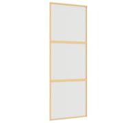 Qnhdfrt Porte coulissante 76 x 205 cm, porte de chambre moderne en verre ESG mat avec cadre en aluminium doré, séparateur de pièce élégant pour salon, verre de 5 mm d'épaisseur, robuste et durable