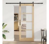 Qnhdfrt Porte coulissante Orkdal - 83 x 211 cm - En bois de pin - Design moderne - Peu encombrant - Kit de montage pour salon, salle à manger, couloir
