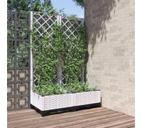 Qnhdfrt Pot de fleurs blanc avec treillis 80 x 40 x 121,5 cm PP - Jardinière robuste pour plantes grimpantes sur terrasse, balcon ou jardin