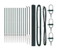 Qnhdfrt Poteau de Clôture avec Grillage Vert, Kit Clôture de Jardin en Acier Revêtu de Poudre, Barrière Extérieure Résistante aux Intempéries pour Délimitation Terrain et Terrasse, 2500x150 cm