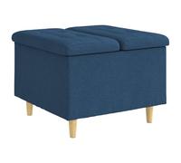 Qnhdfrt Pouf de Rangement en Tissu Bleu 60x60x45 cm - Ottoman Salon Rectangulaire Capitonne Coffre de Rangement Salon Repose Pied Interieur Siege d Appoint Moderne