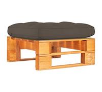 Qnhdfrt Pouf Palette de Jardin Bois avec Coussin Repose-Pied 60x60 cm | Siège modulable en bois de pin marron miel avec coussin taupe inclus pour terrasse, jardin ou salon d'extérieur.