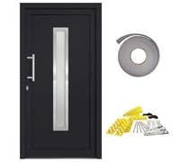 Qnhdfrt PVC Front Entry Door 98x200 cm Left-Hand Anthracite/White