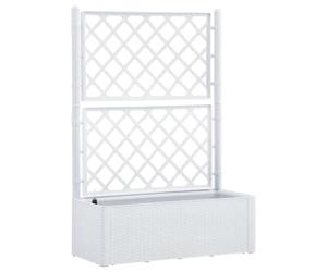 Qnhdfrt Raised Garden Bed with Trellis, Self-Watering Planter Box, White