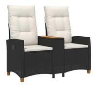 Qnhdfrt Reclining Rattan Garden Bench with Built-in Table & Cushions