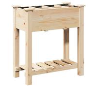 Qnhdfrt Rectangular Fir Wood Planter Box with Shelf, Beige | Measures 28x14.5x30 inches, ideal for growing plants and storing tools on patios, balconies, and outdoor decks.