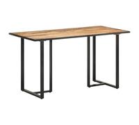 Qnhdfrt Rectangular Mango Wood Dining Table with Black Metal Legs