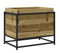 Qnhdfrt Rectangular Pine Wood Garden Planter with Steel Frame, 60x40x50cm