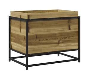 Qnhdfrt Rectangular Pine Wood Garden Planter with Steel Frame, 60x40x50cm