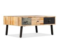 Qnhdfrt Rectangular Recycled Teak and Steel Coffee Table with 3 Drawers