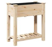 Qnhdfrt Rectangular Solid Fir Wood Raised Garden Bed with Shelf